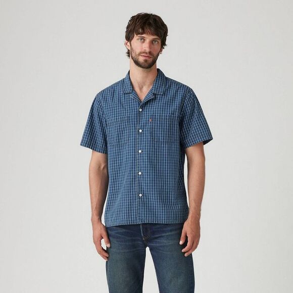 Levi's -  Men's Relaxed Fit Short Sleeve Checkered Ca Indigo - Picture 1 of 3